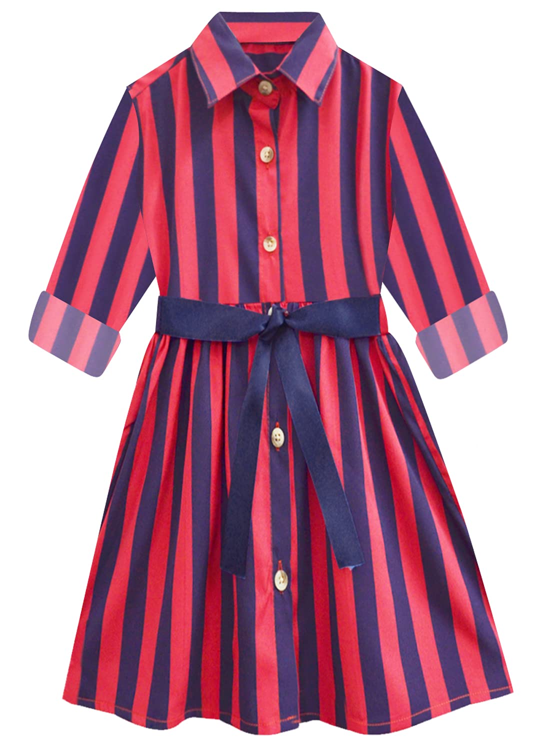 A.T.U.N. Girls Shirt Dress Navy-Red