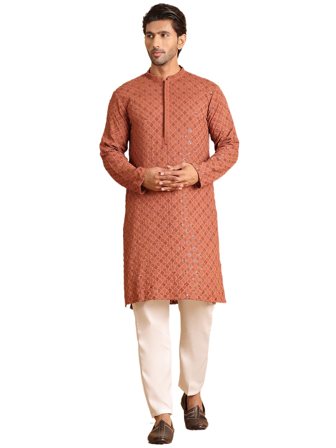Jompers Mens Embroidered & Sequins Straight Kurta Set