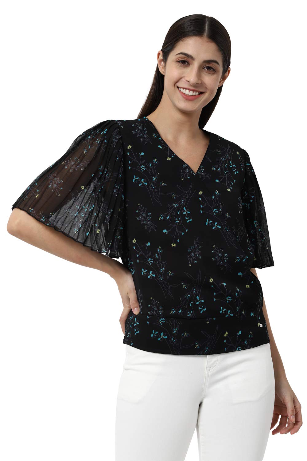 Allen Solly Women Regular Fit Printed Casual Polyester Short Sleeve Shorts