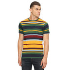 Pepe Jeans Men Cotton Slim Fit Striped T-Shirts, Yellow, Small