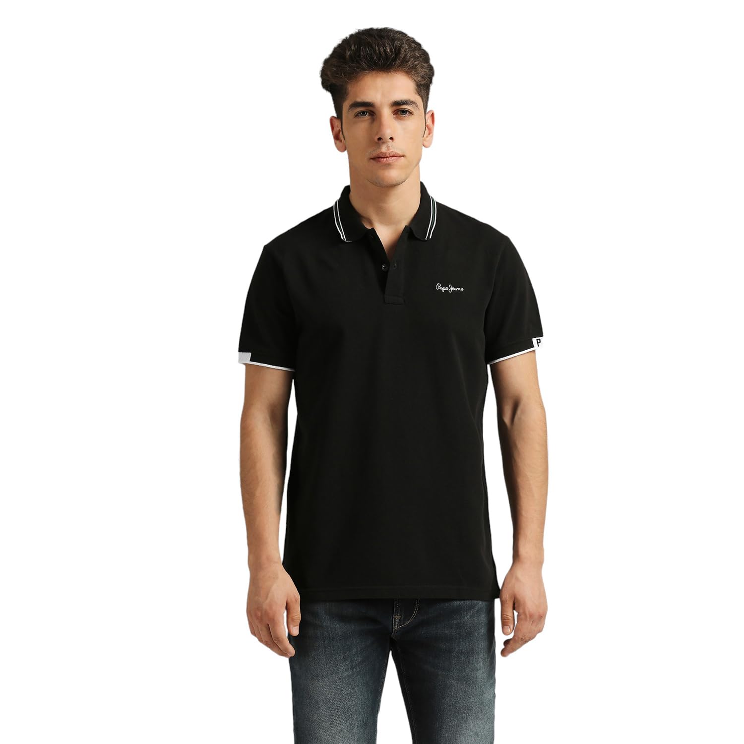 Pepe Jeans Harley Solid Logo Printed Pq Polo Black