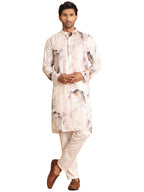 Jompers Mens Marble Printed Sequin Cotton Kurta Pyjama Set