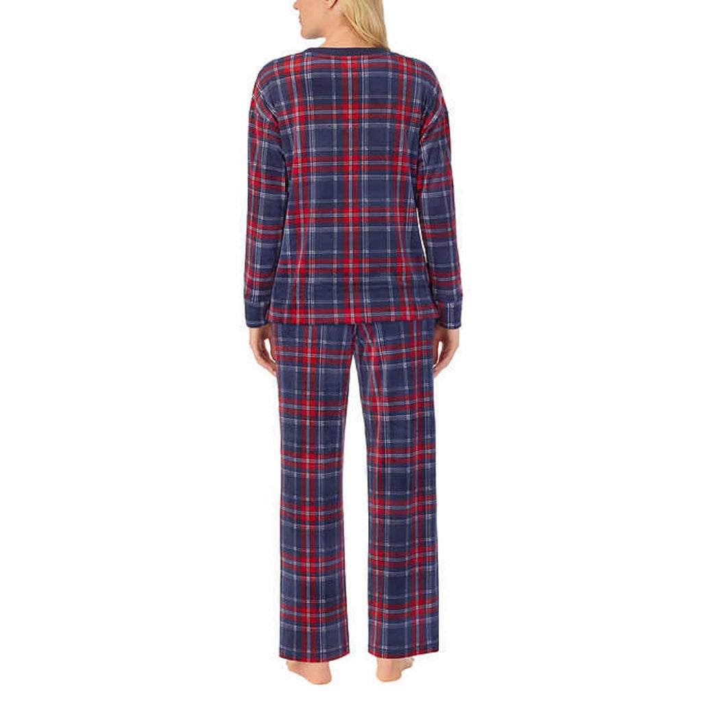 Nautica Womens Pajamas - Cozy Silky Fleece - 2 Piece Long Sleeve Winter Sleepwear Set for Women, Celebrate Plaid, Medium