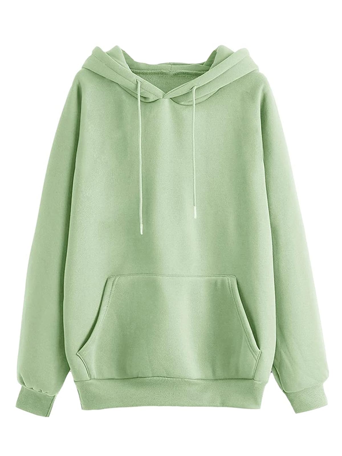 JUNEBERRY Fleece Womens Solid Regular Fit Hooded Hoodie (Jb_W02_Pista_M_Ul_Light Green