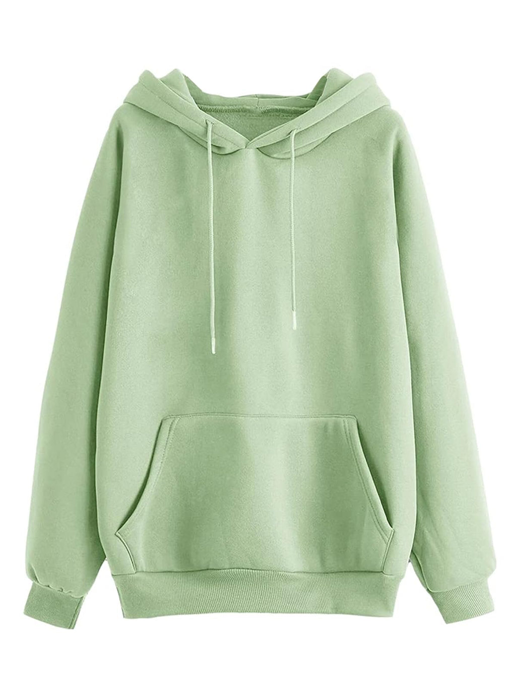 JUNEBERRY Womens Solid Regular Fit Cotton Blend Hooded Neck Sweatshirt (JB_W02_Pista_L_UL_Light Green