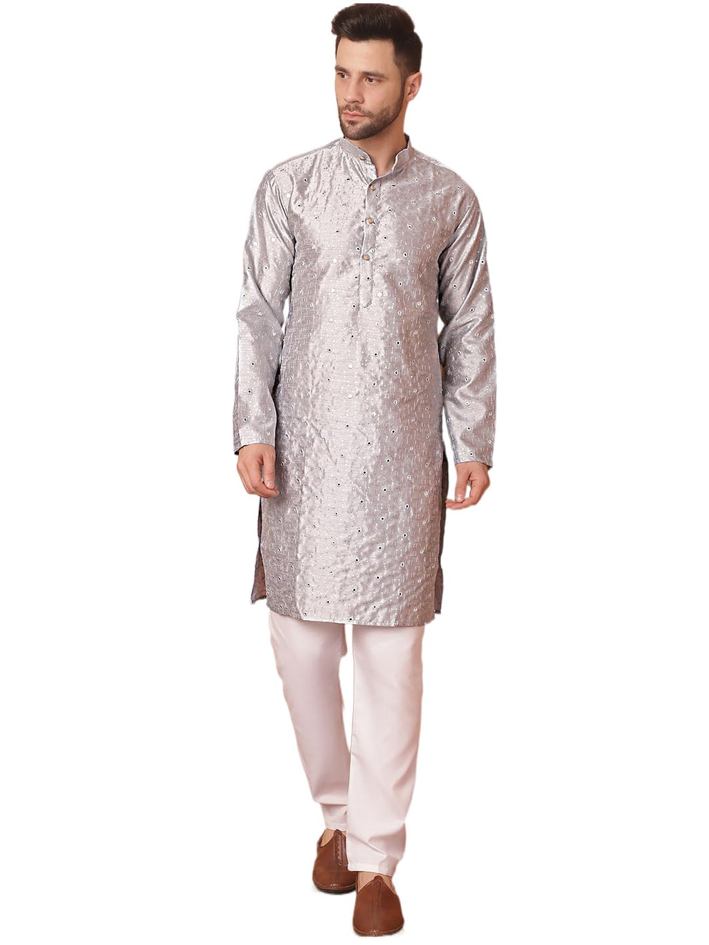 Jompers Mens Embroidered Mirror Work Kurta Pyjama Set