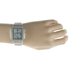 Peugeot Women Rectangle Dress Watch with Crystal Decorated Bezel, Roman Numerals and Bracelet