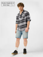 The Souled Store Plaid Shirt: Charcoal Men and Boys Long Sleeves Collared Neck Button Front Regular Fit Cotton Relaxed Shirts