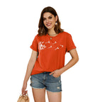 Cicy Bell Women's Cute Dandelion T Shirts O Neck Graphic Tees Casual Short Sleeve Summer Tops (Red,X-L)
