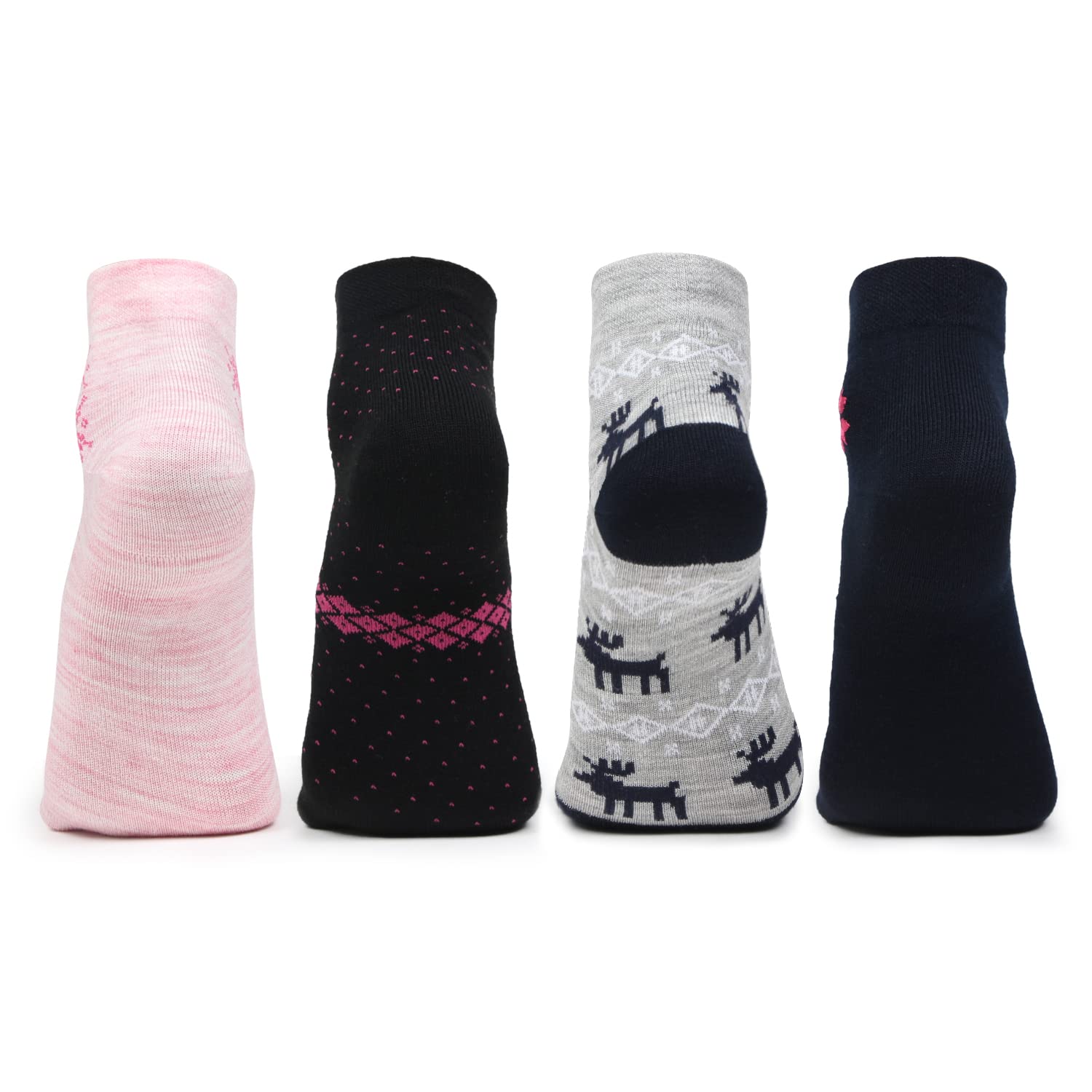 Bonjour Ankle Length Woolen Thumb Socks For Women- Pack of 4