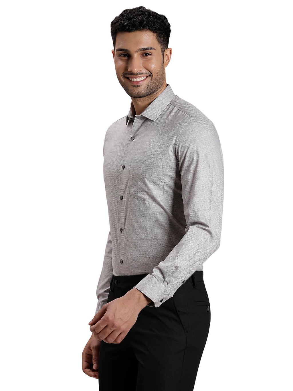Turtle Men 100% Cotton Slim Fit Grey Formal Shirt