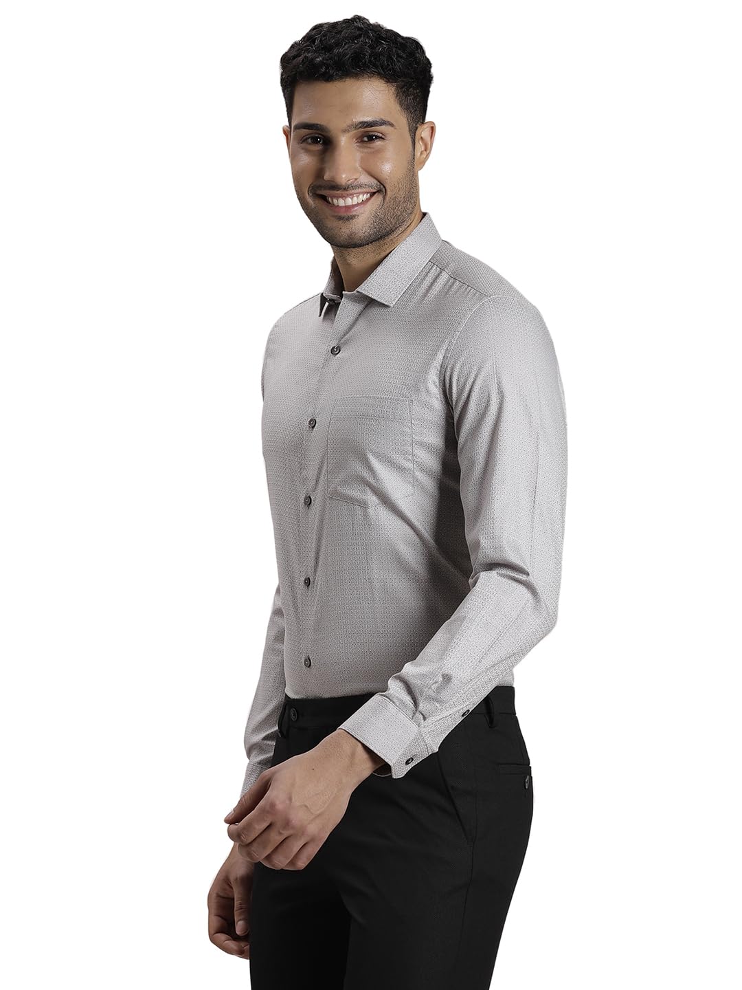 Turtle Men 100% Cotton Slim Fit Grey Formal Shirt