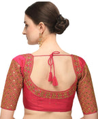 Pujia Mills Womens Embroidery Handwork Sequence Work Necklace Design Readymade Blouse (Gajari, 36)