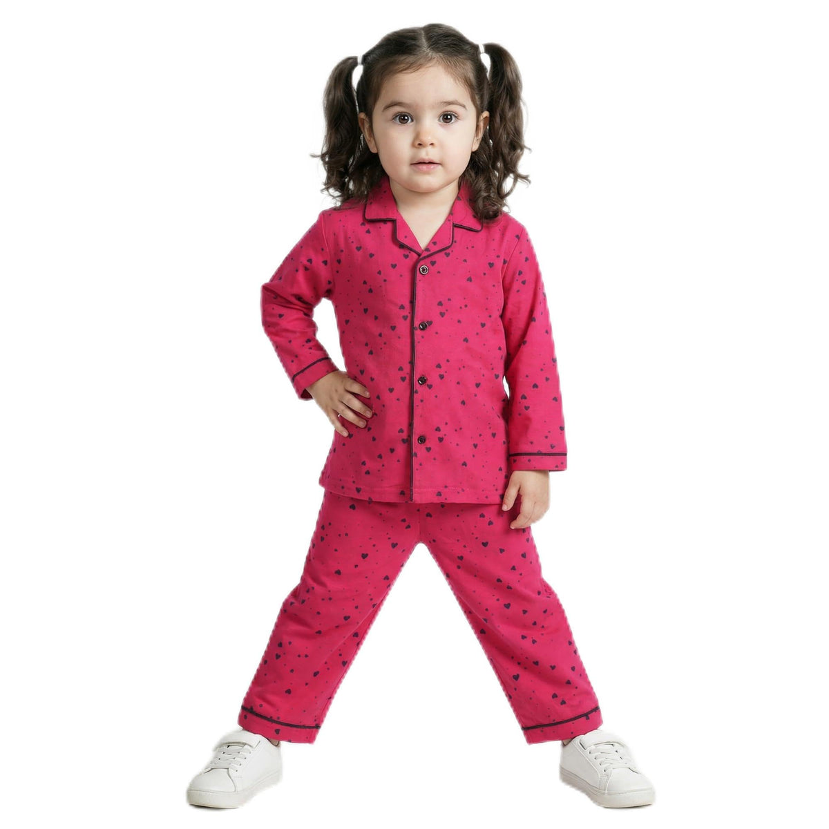 Clap Unisex Baby Kids Cotton Printed Full Sleeves Long Sleeve Pajama Night Suit Dark Pink 1Pc (1824 Months, Dark Pink) 18-24