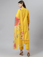 ANNI DESIGNER Womens Polycotton Straight Kurta with Pant & Dupatta (Nilesh Yellow_M_NEW01_Yellow_Medium)