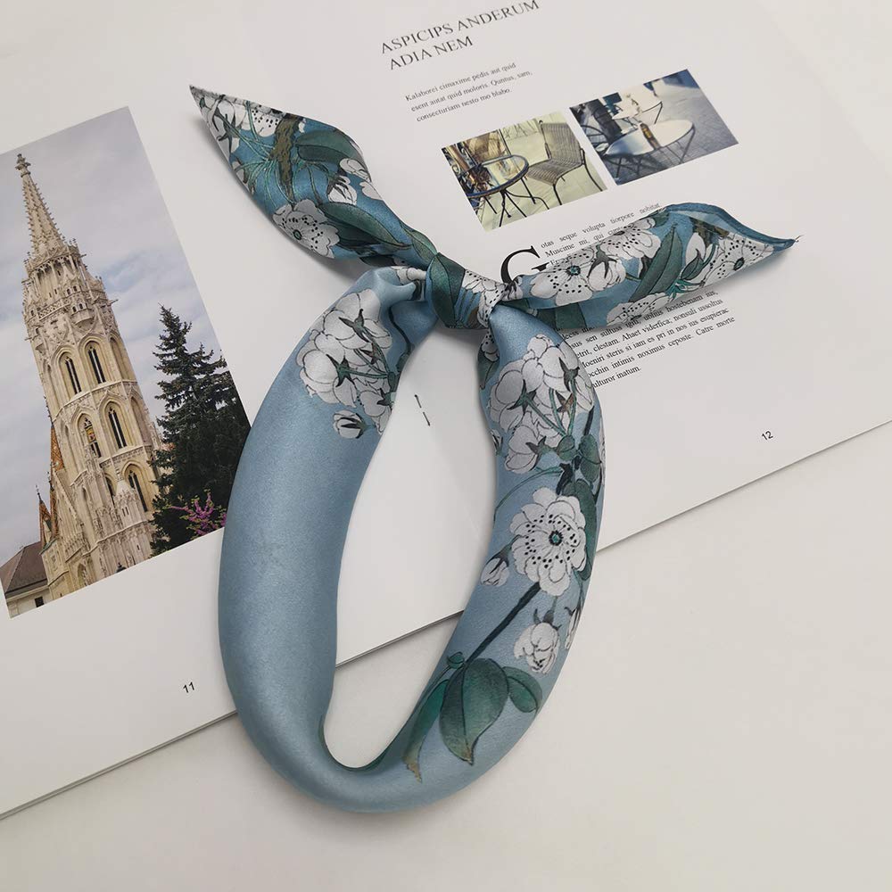 FONYVE 100% Mulberry Silk Scarfs for Women - Lightweight Square Satin Head Scarf - Small Silk Hair Scarf for Sleeping 21 x 21