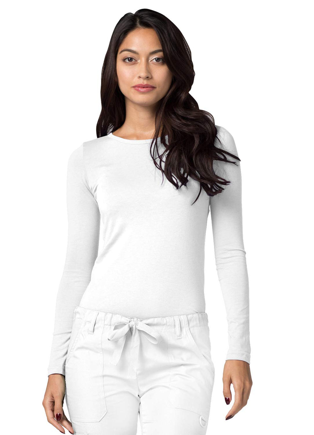 Adar Underscrubs for Women Multi Color 3 Pack - Long Sleeve Underscrub Comfort Tee - 2903M - White - M