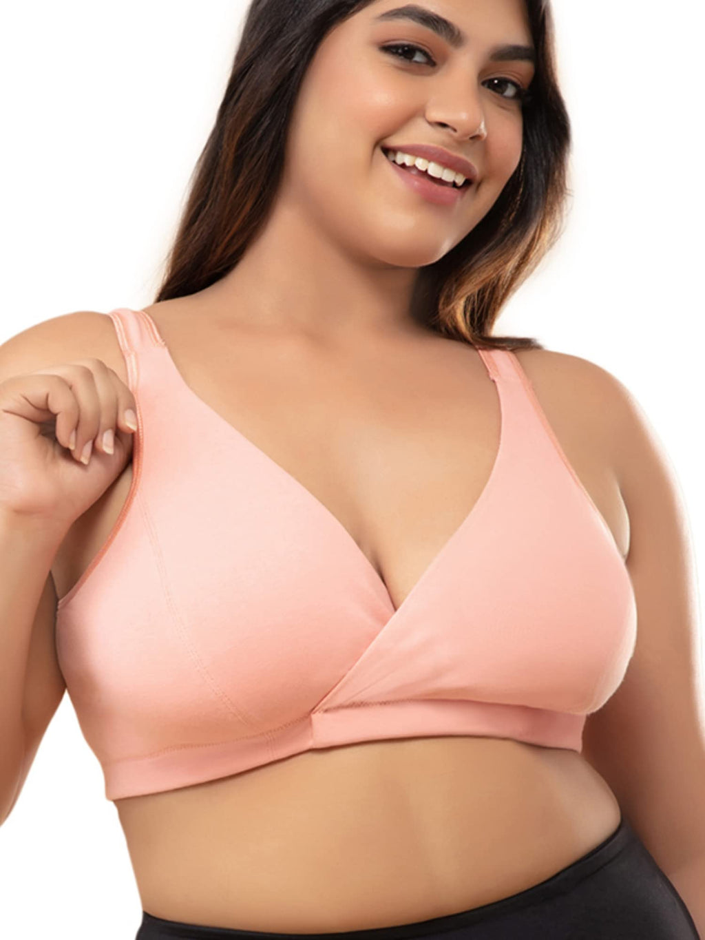 NYKD Cotton Maternity Bra for Women Nursing/Feeding - Non-Padded, Non-Wired, Full Coverage (with Adjustable Straps) Bra, NYB129,