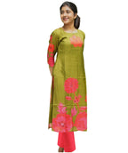 ANNI DESIGNER Womens Rayon Viscose Straight Printed Kurta with Pant (Lilapa Green_M_Green_Medium)