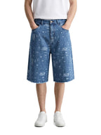The Indian Garage Co Mens Wide Leg Mid-Rise Denim Shorts