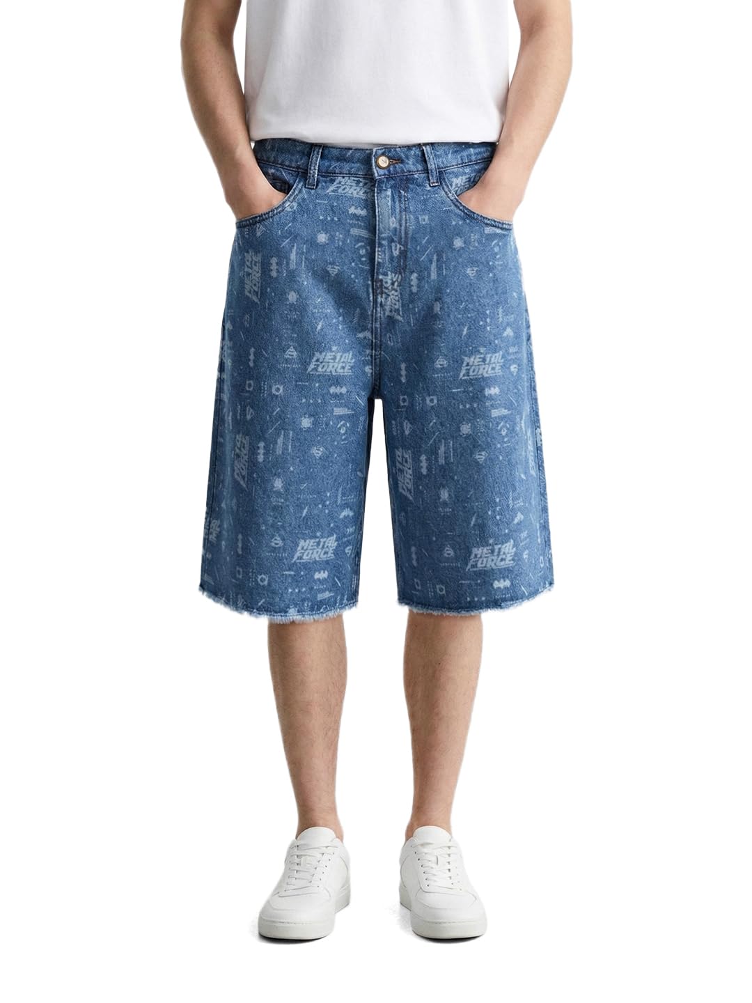 The Indian Garage Co Mens Wide Leg Mid-Rise Denim Shorts