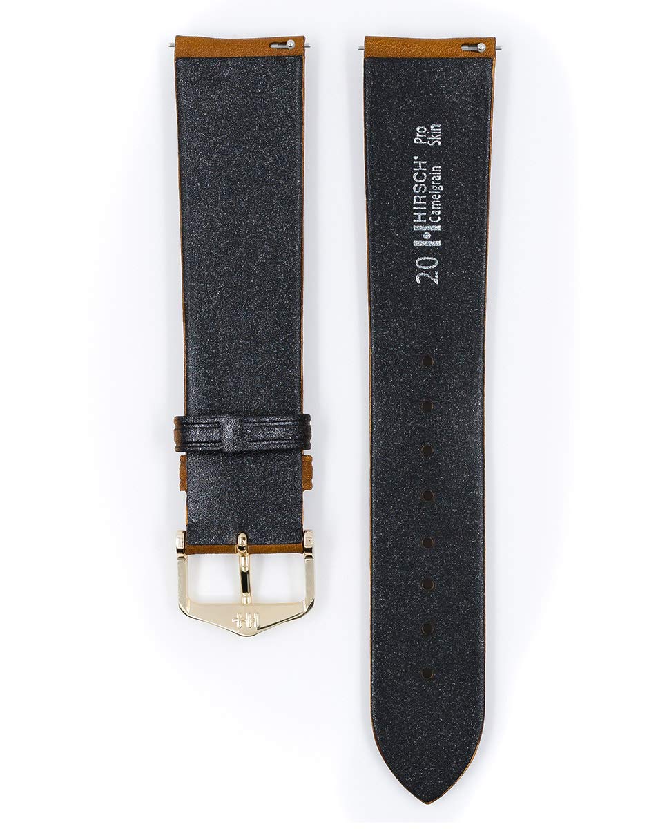 Hirsch Camelgrain Calf Watch Strap - Honey Band/Gold Buckle - L - 20mm / 18mm - Shiny Gold Buckle - Leather Band