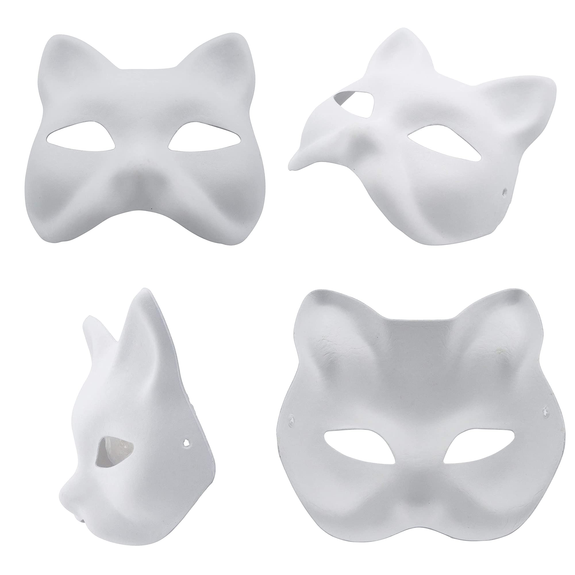 Nakimo Fox Mask DIY Paintable Cosplay Accessories Mask for Party Masquerade Costume Halloween, Pack of 5