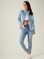 Modeve Women Solid Full Sleeve Jacket For Winter Sky Jacket For Winter