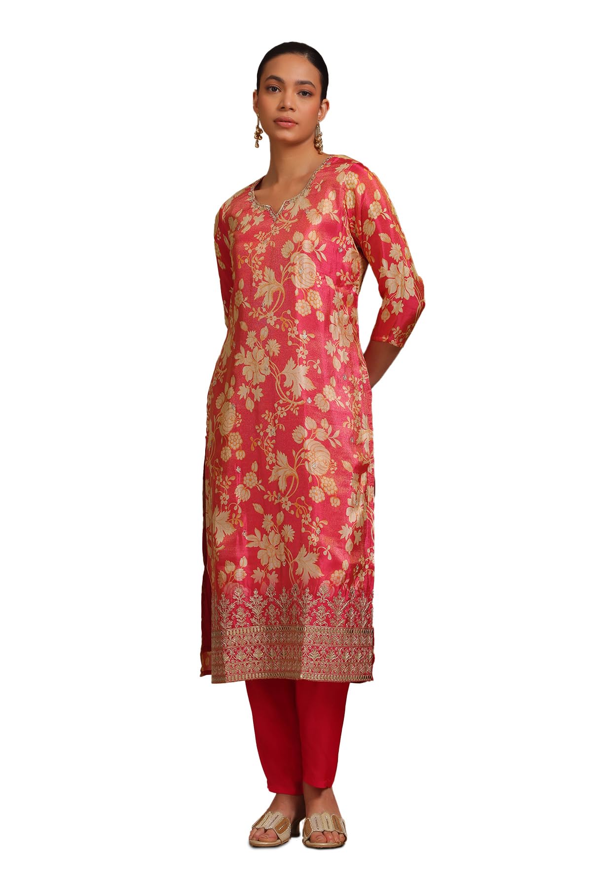 Soch Women Tissue Botanical Print Kurta Set with Sequins