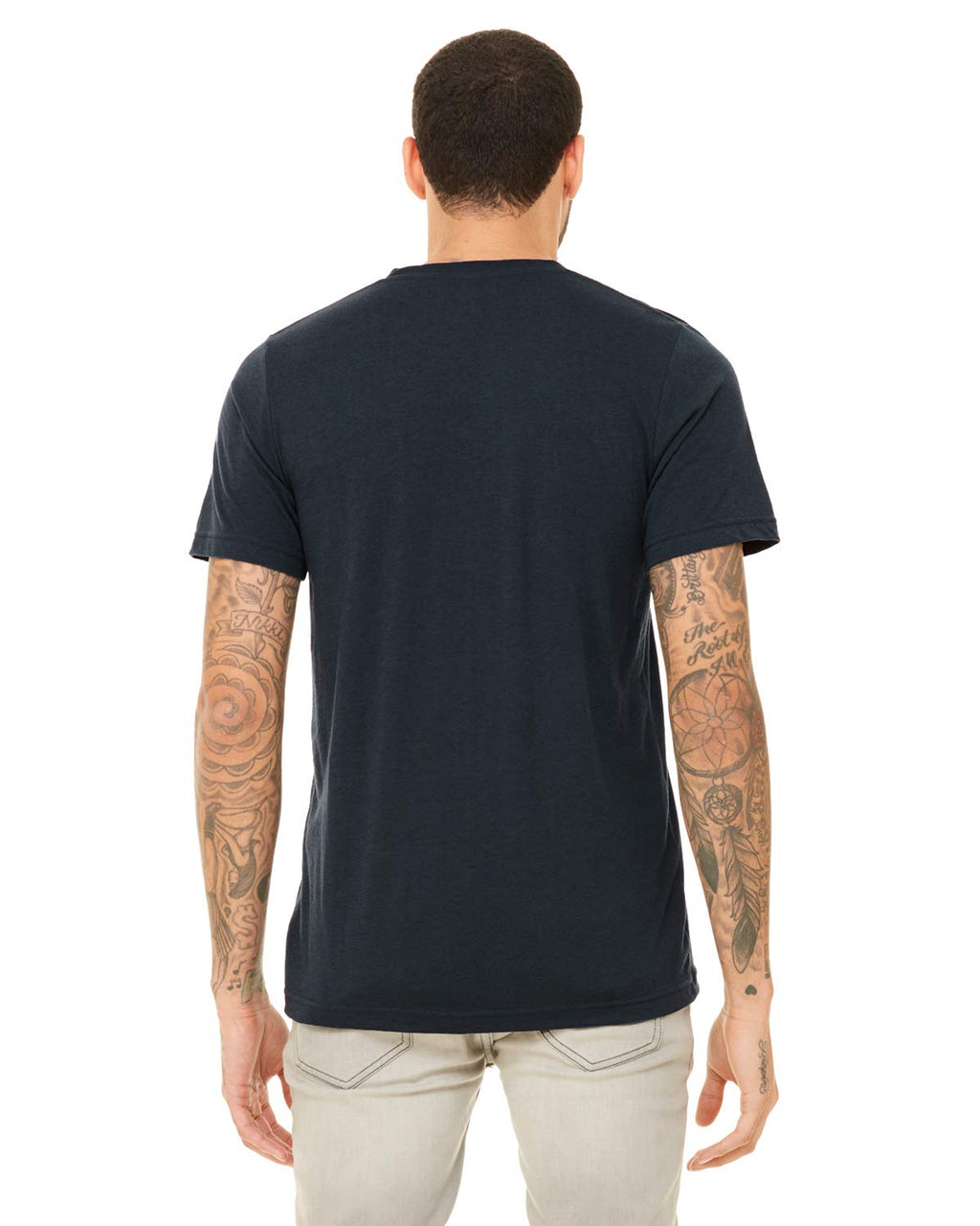 Unisex Triblend V-Neck T-Shirt - BLUE TRIBLEND - S(D0102H7W7JJ)
