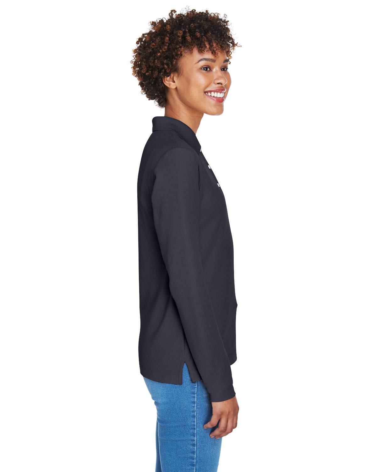Ladies Pima Piqu Long-Sleeve Polo - BLAcK - S(D0102H7YRgT)