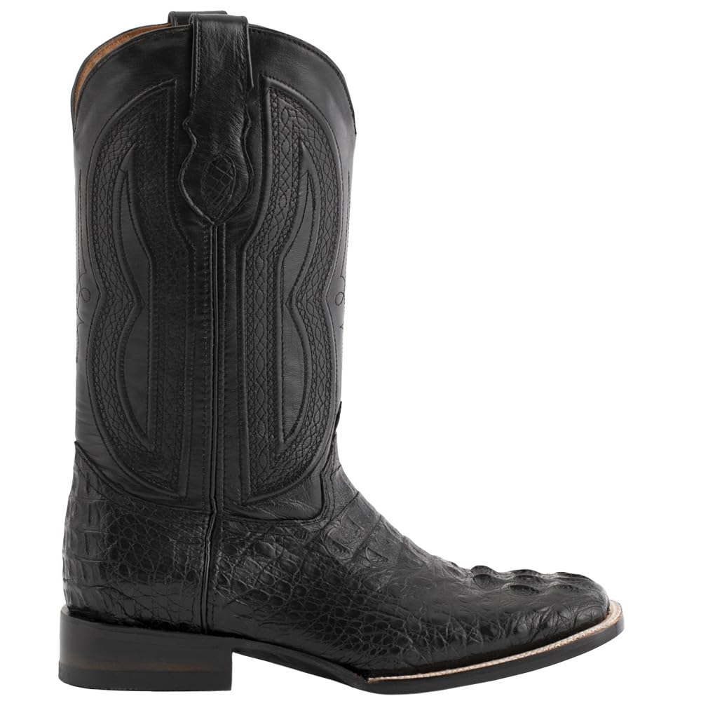 Ferrini 1049304090EE Mens Caiman Body Square-Toe Boots Black- 9EE