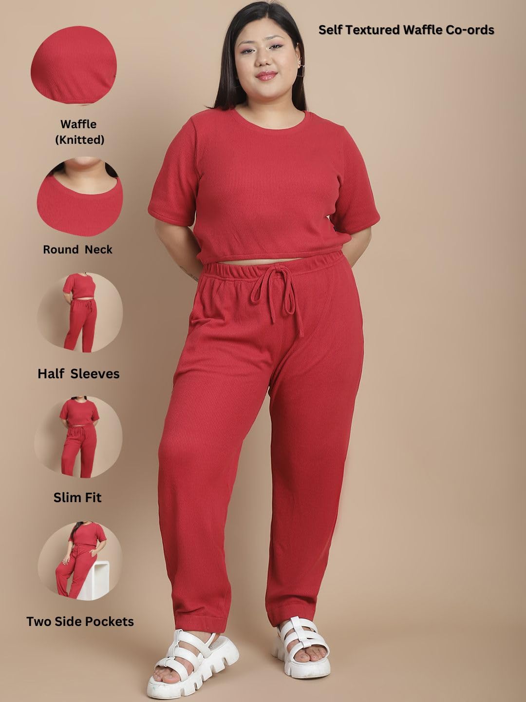 Rigo Plus Size Co-ord Set | Round Neck, Slim Fit Tracksuit Co-ords Set | Stylish Dresses | Casual, Beach & Vacation Wear