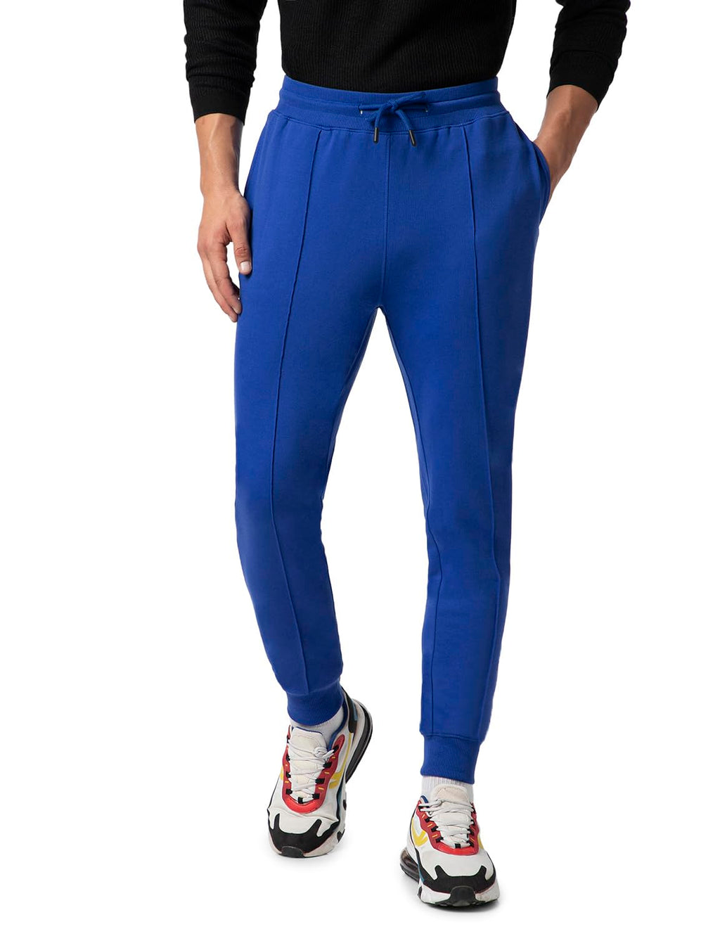 FYLTR Mens Casual Joggers with Pintuck Design - Elasticated Waist with Drawstring | Welt Back Pocket | Solid Color