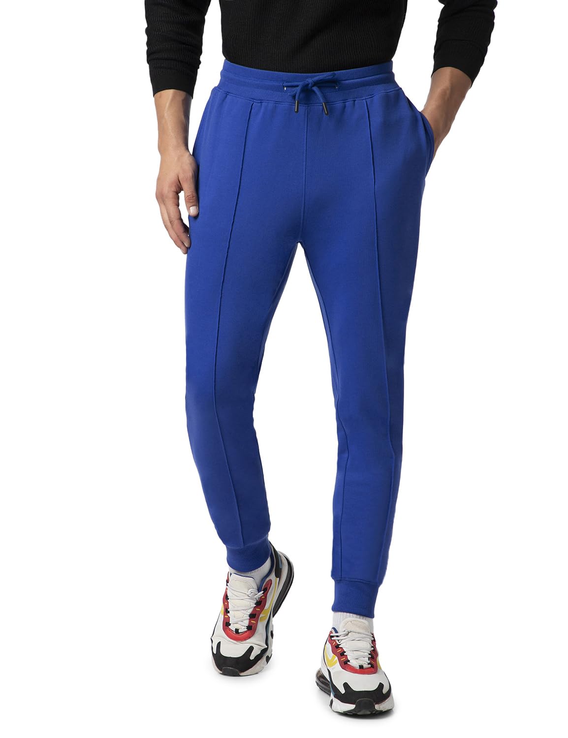 FYLTR Mens Casual Joggers with Pintuck Design - Elasticated Waist with Drawstring | Welt Back Pocket | Solid Color