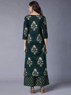 Gosriki Women Navy Blue & Gold-Toned Printed Kurti With Palazzos (Celemant Blue)