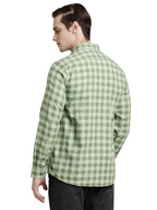 Turtle Men Green Checkered Full Sleeve Slim Fit 100% Cotton Casual Shirt