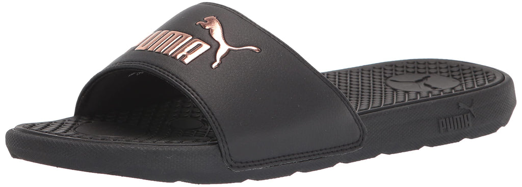 PUMA Women's COOL CAT Slide Sandals, Puma Black-Rose Gold, 10