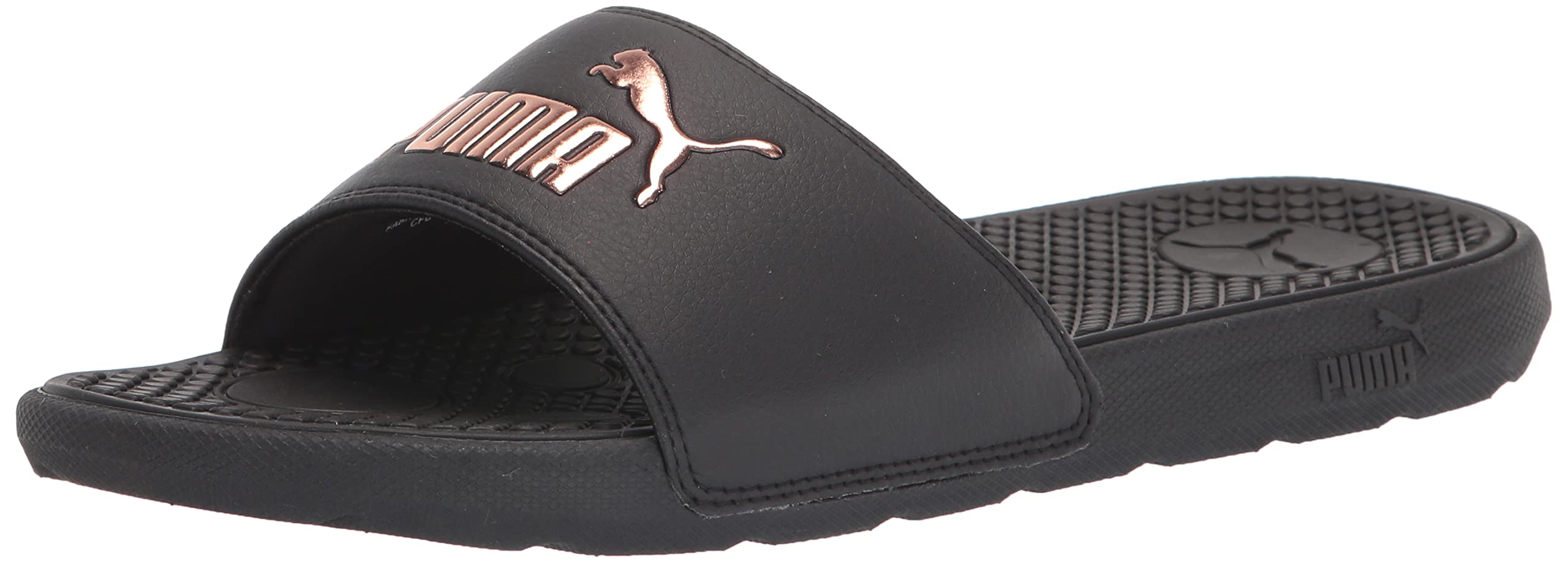 PUMA Women's COOL CAT Slide Sandals, Puma Black-Rose Gold, 10