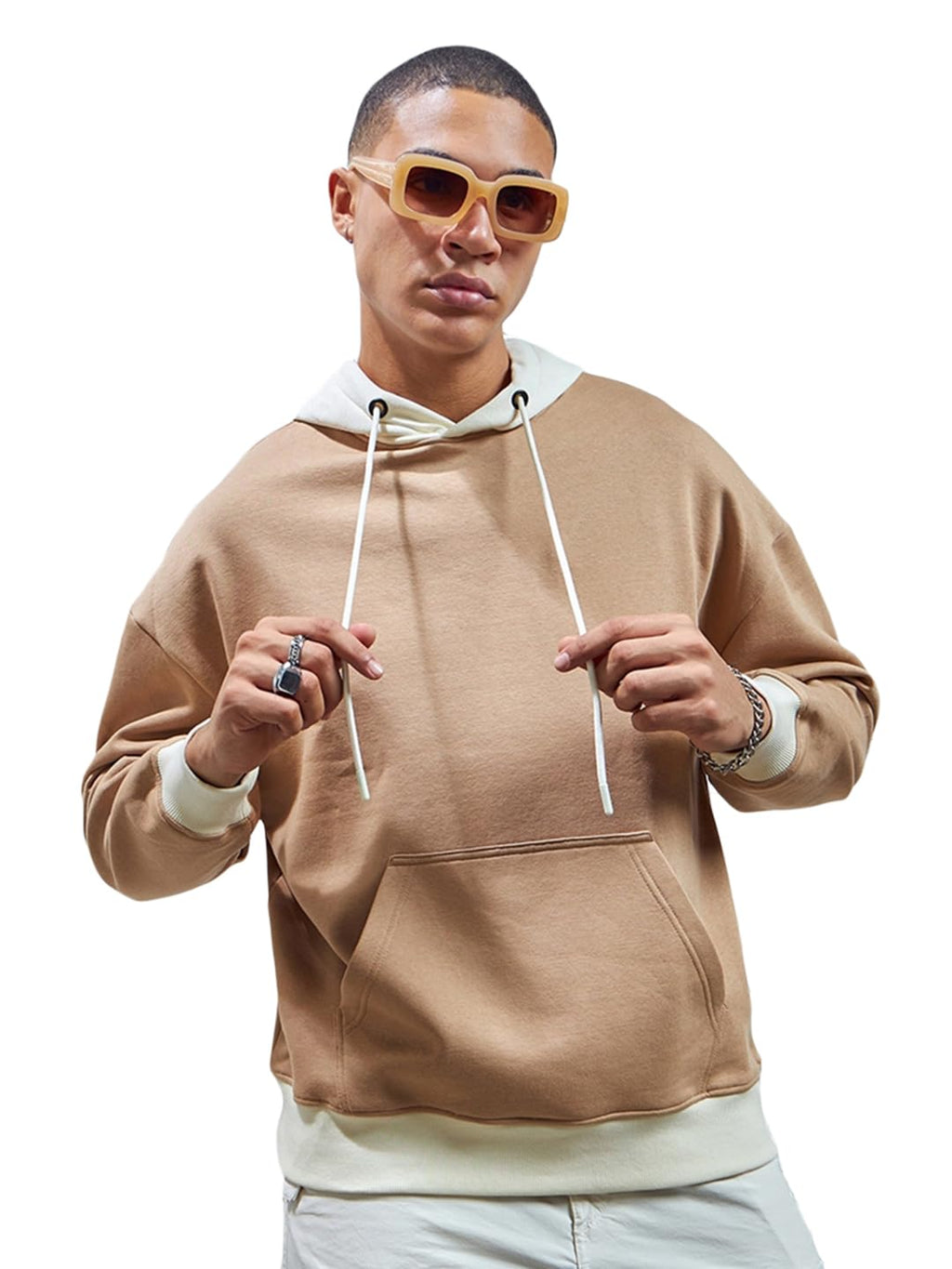 Bewakoof Heavy Duty 1.0 Mens Solid Oversized Hoodies_596227_Brown_2XL