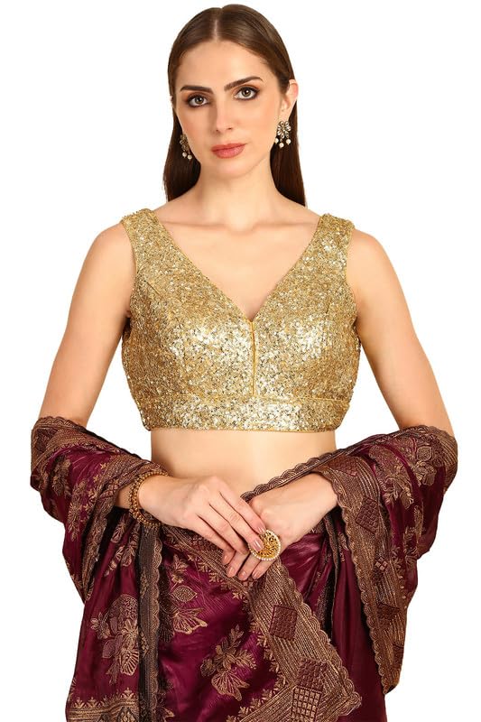 Soch Women Floral Sequinned Embellished Georgette Padded Blouse