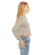 Ladies cropped Long Sleeve Hoodie T-Shirt - SOLID BLK TRBLND - S(D0102H7WEU2)