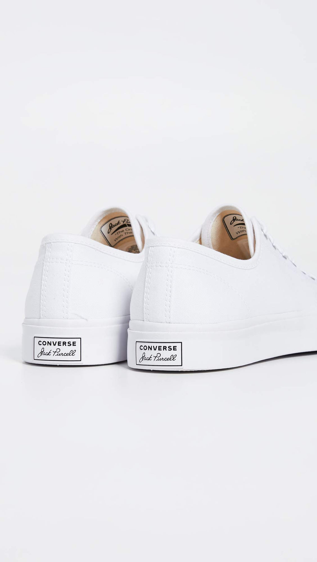 Converse Jack Purcell Canvas Unisex Sneakers, White/White/Black, 12.5 US Women/11 US Men