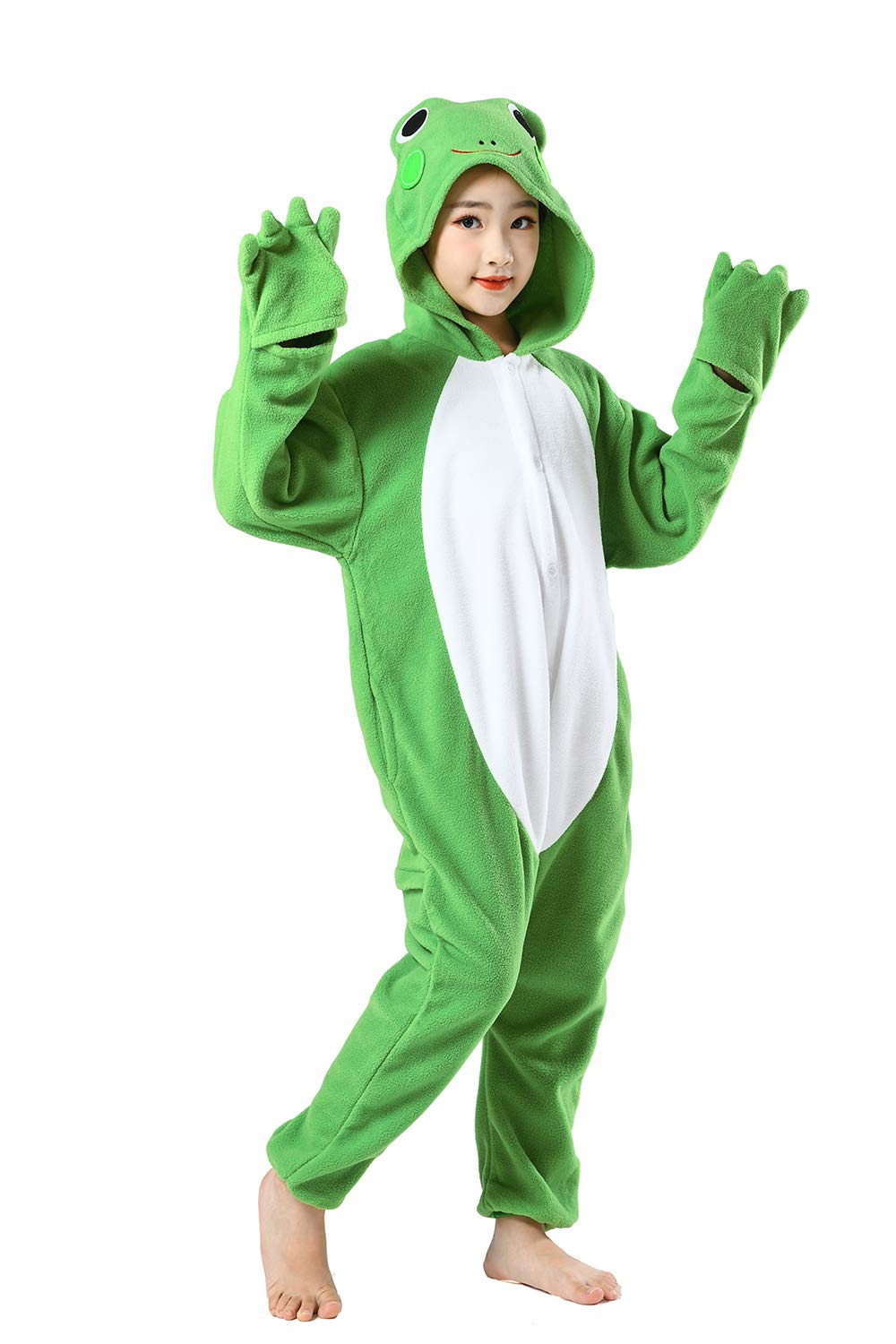 CANASOUR Unisex Anime Halloween Kids Green Frog Onesie For 10-12 Years Girls Boys One Piece Christmas Costume Party Cosplay Pyja