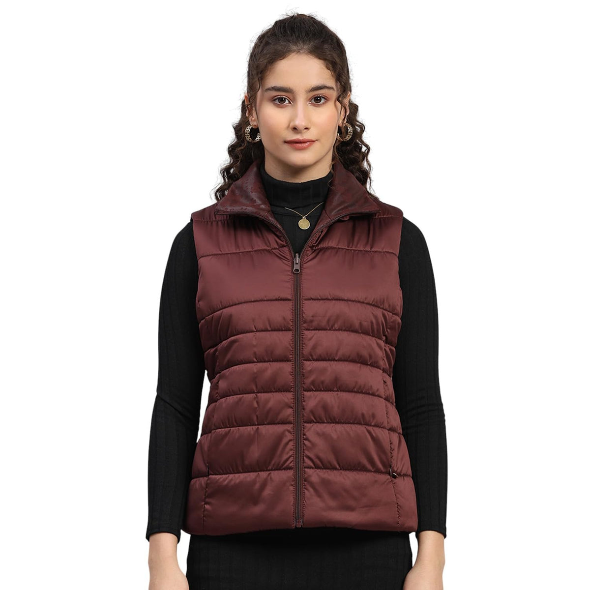 Monte Carlo Womens Regular Fit Solid Pattern Zipper Closure Sleeveless Winter Jacket | Women Winter Jacket | Stylish Zipper Jack 2