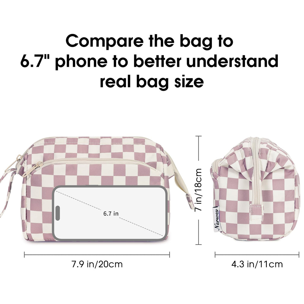 Narwey Large Women Makeup Bag Wide-open Make up Bag Travel Cosmetic Organizer Toiletry Bag for Cosmetics Toiletries Accessories