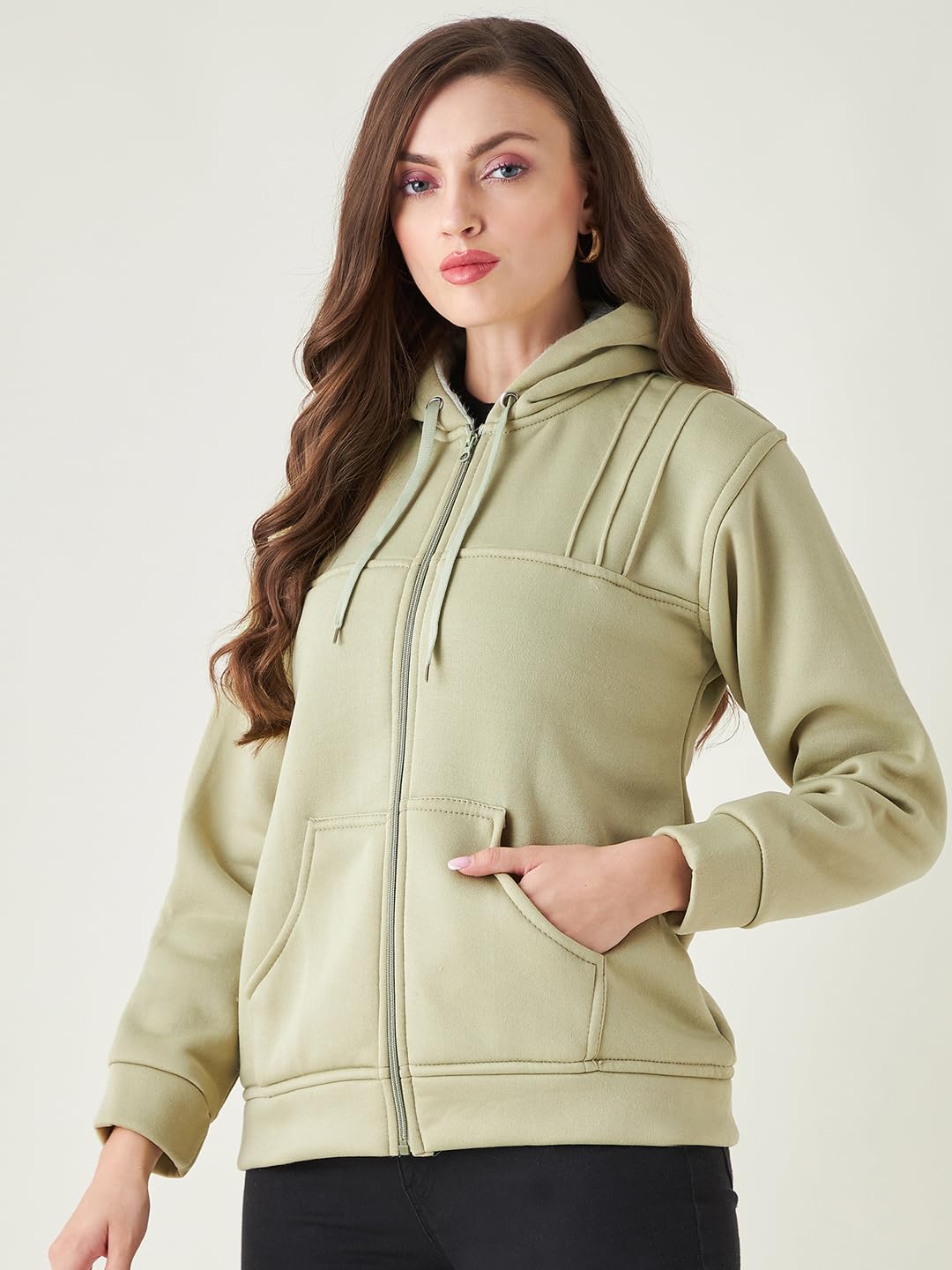 PIVL Women Solid Hooded Jacket For Winter