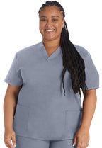 Cherokee mens Signature 86706 Missy Fit V-neck Top Medical Scrubs Shirt, Grey, 3X-Large Plus