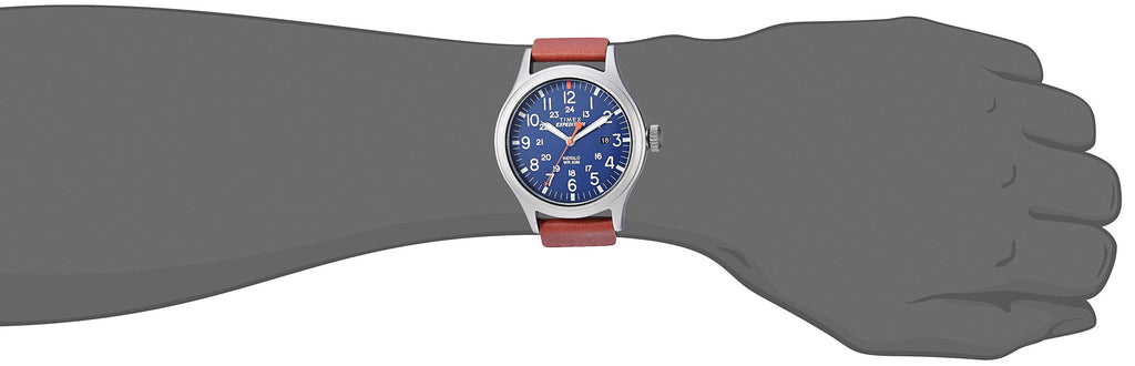 Timex Men's Expedition Scout 40mm Watch - Gray Case Blue Dial with Blue & Brown Fabric & Leather Strap
