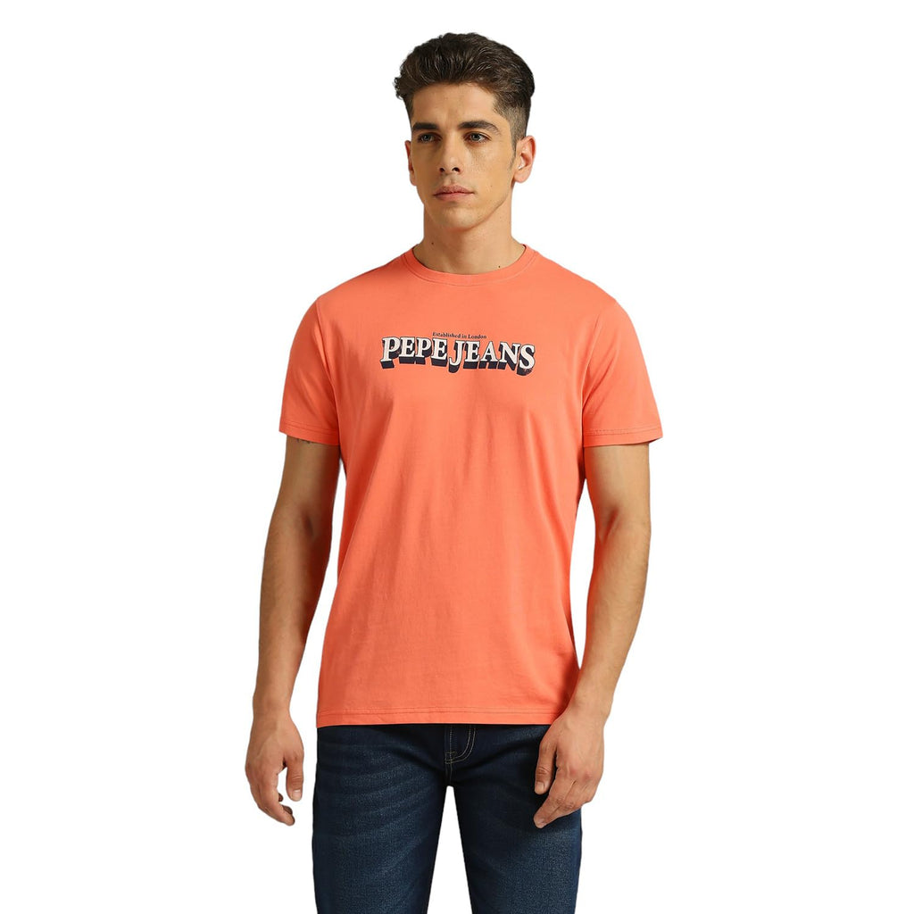 Pepe Jeans MenS Slim Fit T-Shirt (Pm509661_Coral Pink Orange